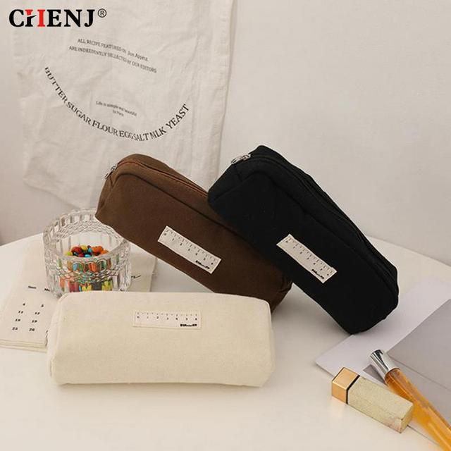 Pencil Case Black Pencil Pouch Trousse Scolaire Large Capacity Bag Canvas  Estuche Escolar Pen Case School